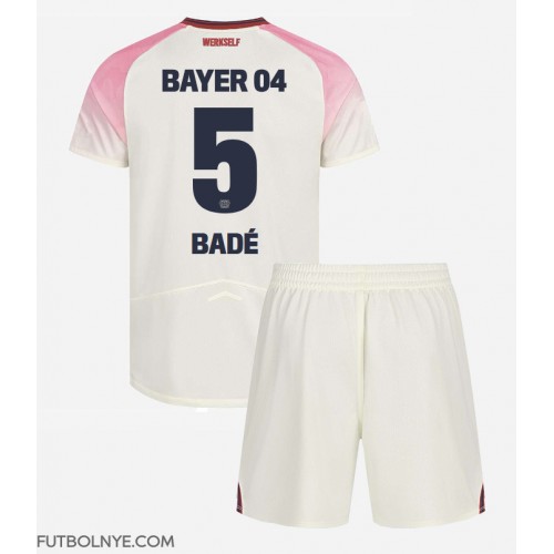 Camiseta Bayer Leverkusen Loic Bade #5 Visitante Equipación para niños 2025-26 manga corta (+ pantalones cortos)